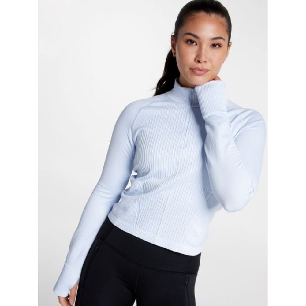 Calia Relaxed Seamless 1/4 Zip Pullover Women's Size M Blue Activewear